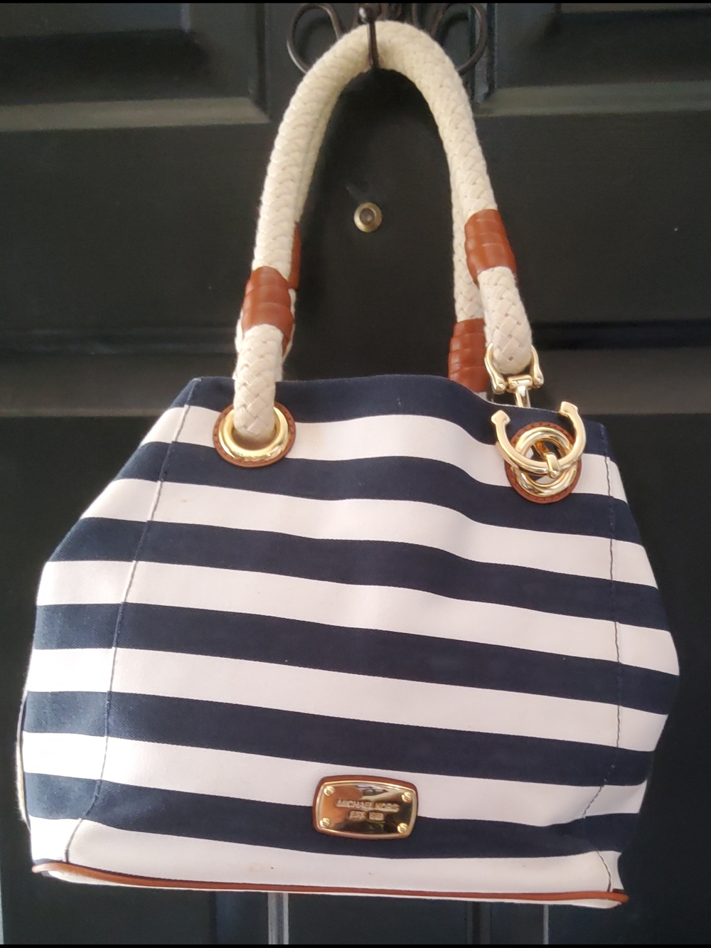 Michael Kors Navy & White Striped Rope-Handle Tote